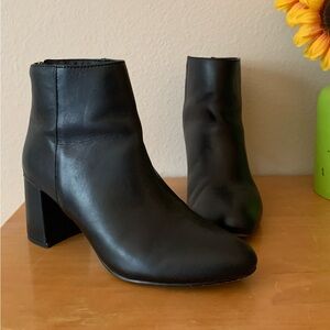 Steve Madden Parisa Leather Black Ankle Block Heel Boots Booties 9M